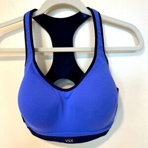 VSX victoria's secret lined sports bra ladies racerback clasp sz 36DD purple blk